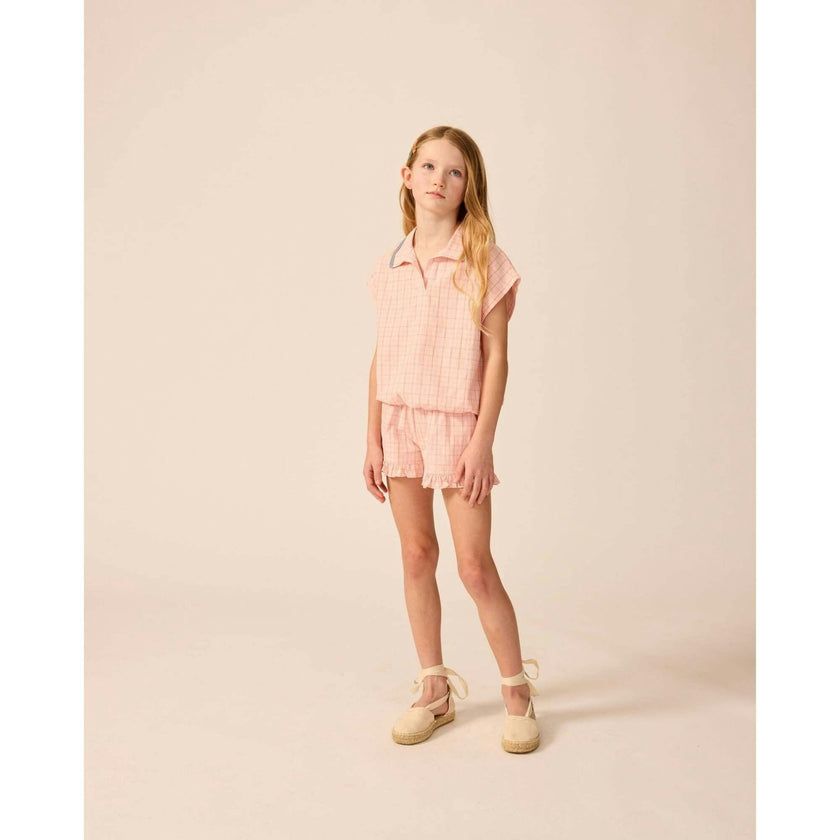 Ruffle Shorts in Pink Plaid