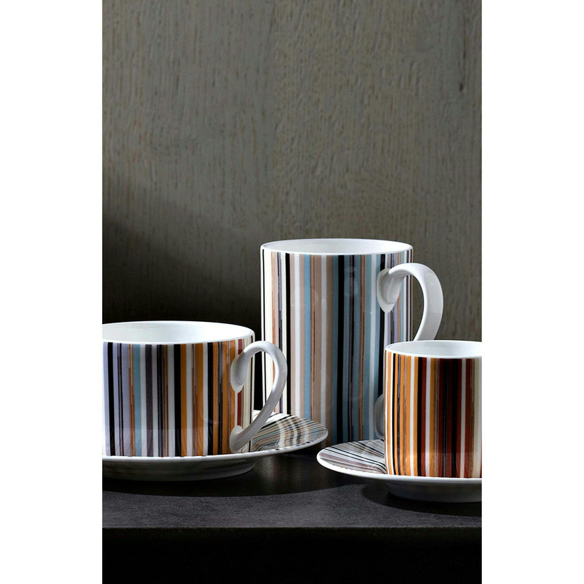 Tea Cup & Saucer Stripes Set of 2 In Luxury Box Jenkins 148 Diam. 3.3"