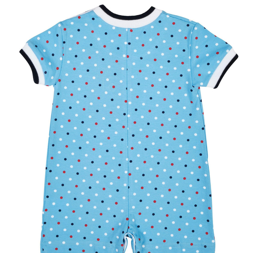 Printed Knit Shortall With Fire Truck