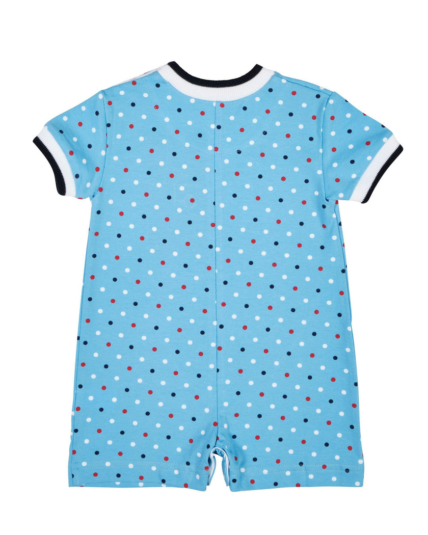 Printed Knit Shortall With Fire Truck
