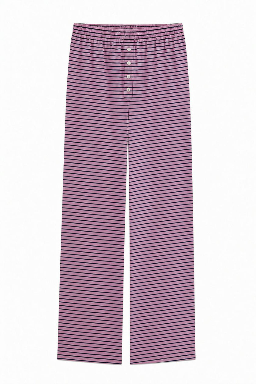 Dylan Mauve and Navy Stripe Wide Leg Pants