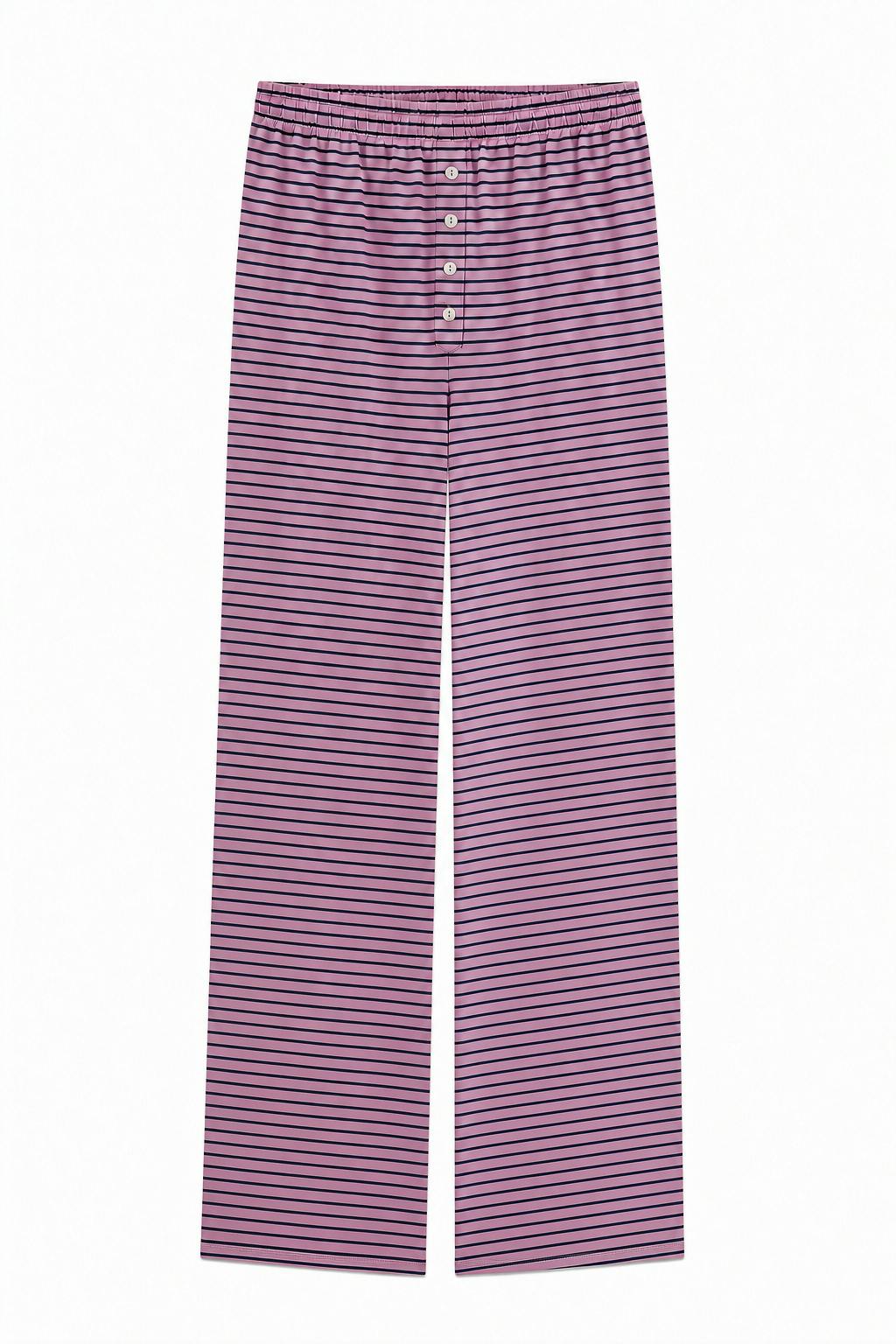 Dylan Mauve and Navy Stripe Wide Leg Pants