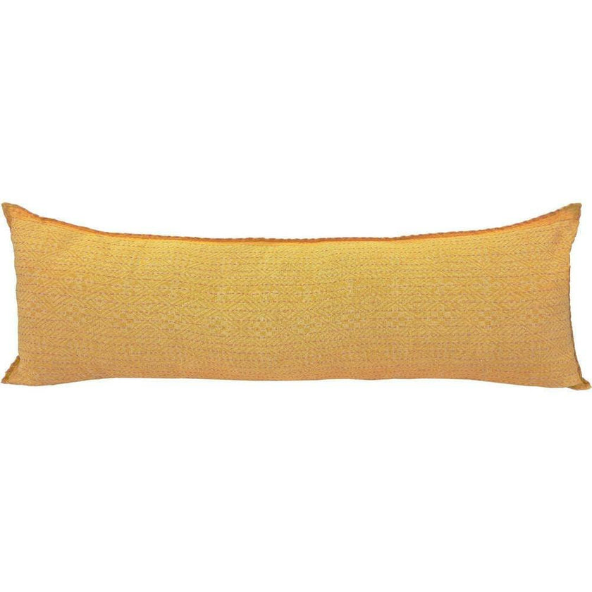 Artisan Hand Loomed Cotton Lumbar Pillow - Yellow Diamonds - 16"x48"