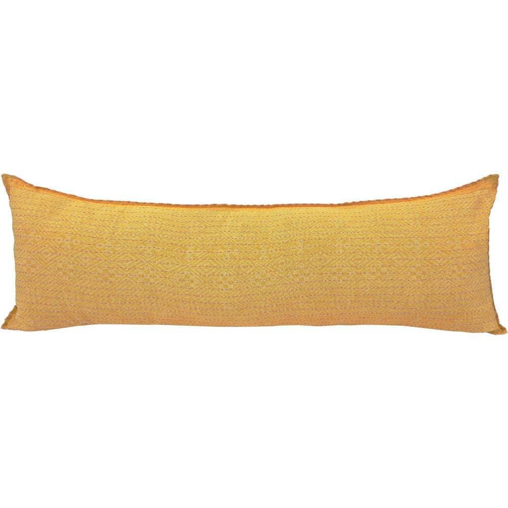Artisan Hand Loomed Cotton Lumbar Pillow - Yellow Diamonds - 16