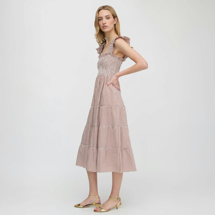 The Ellie Nap Dress - Cognac Gingham