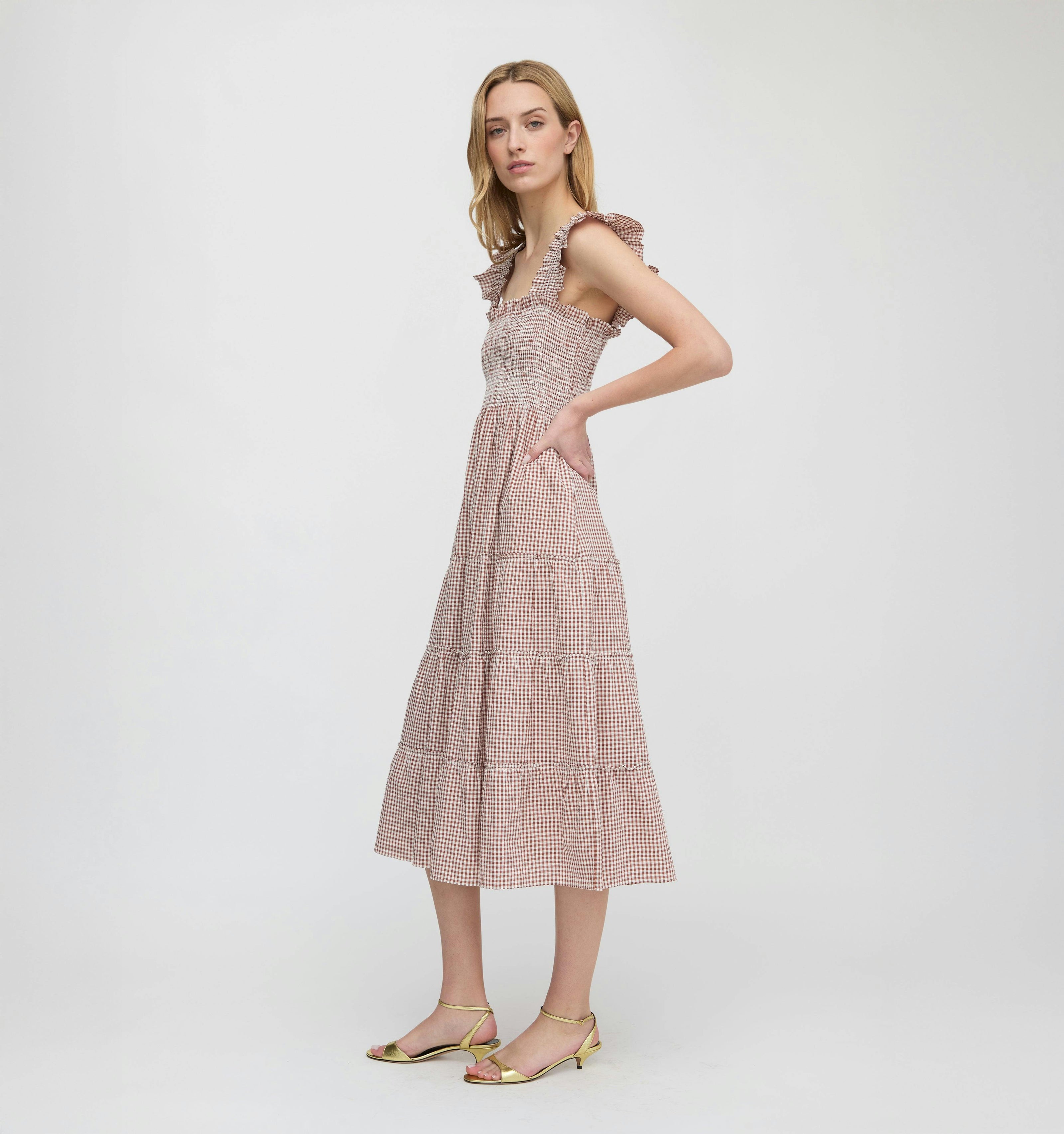 The Ellie Nap Dress - Cognac Gingham