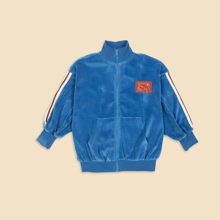 Velour Track Jacket in Blue Note