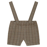 Woven Elastic Waist Plaid Overalls