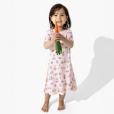 Easter Pink Bamboo Girls' Short Sleeve Dress