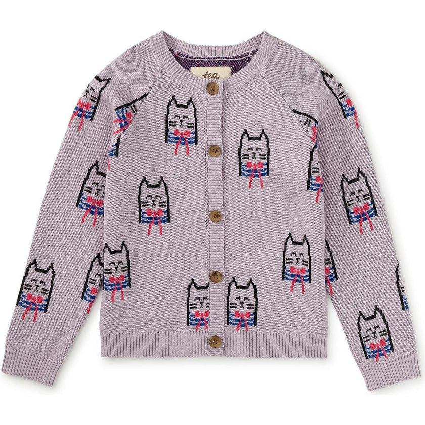 Iconic Bowtie Cats Cardigan, Purple