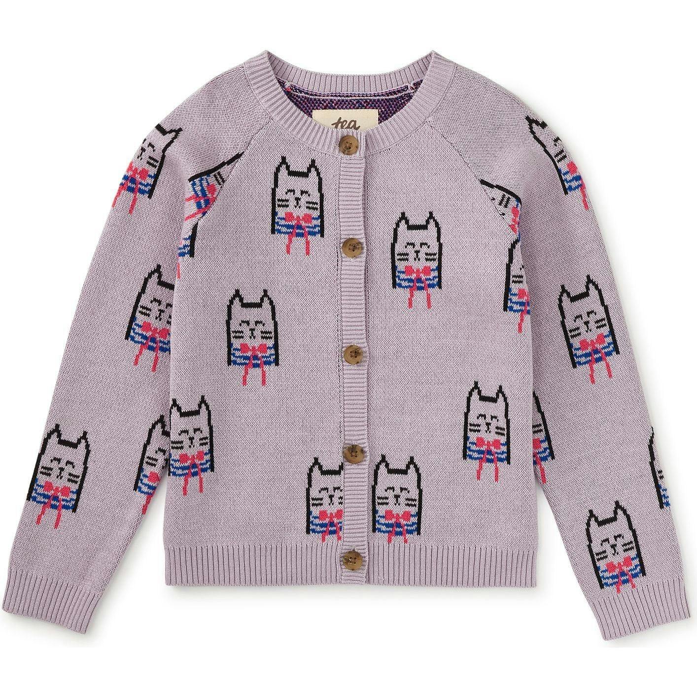 Iconic Bowtie Cats Cardigan, Purple