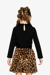 Faux Fur Skirt Brown Leopard Print