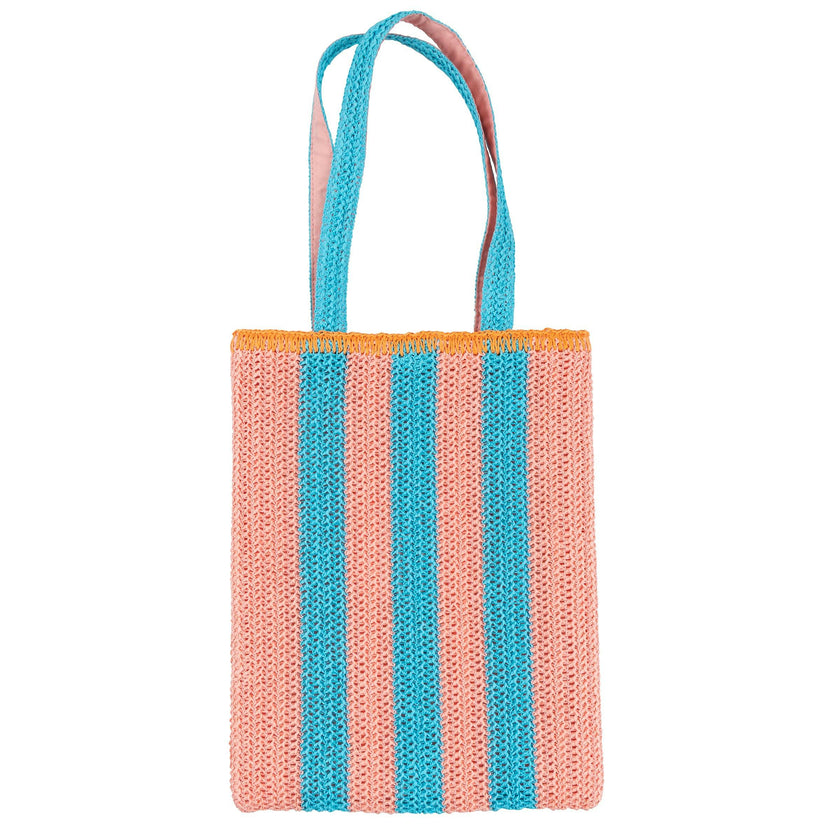 Striped Raffia Happy Tote Bag