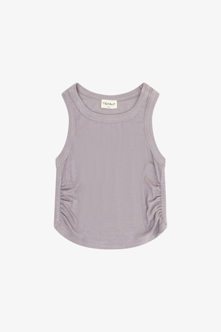 Rayon Rib Shirred Sleeveless Tank