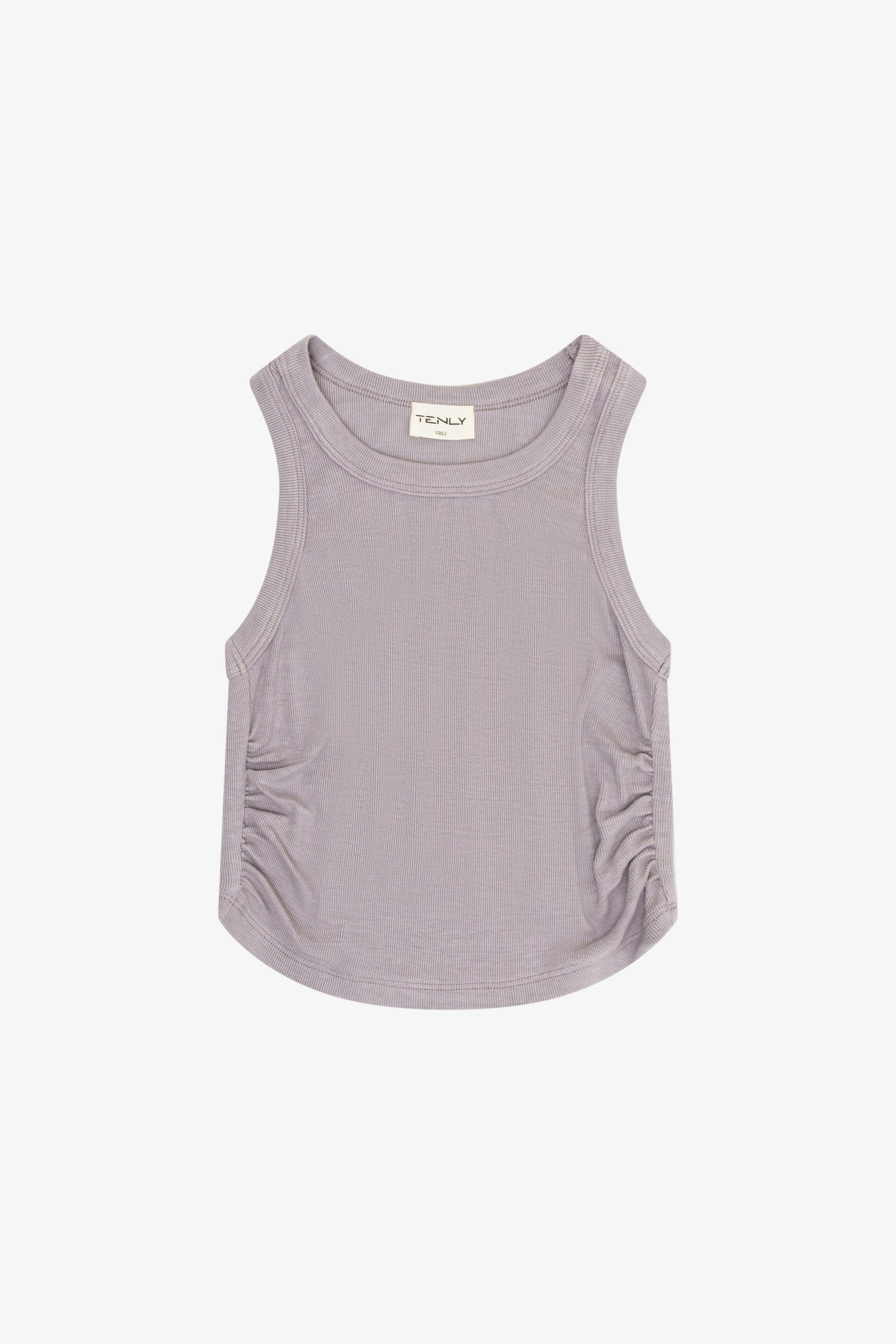 Rayon Rib Shirred Sleeveless Tank