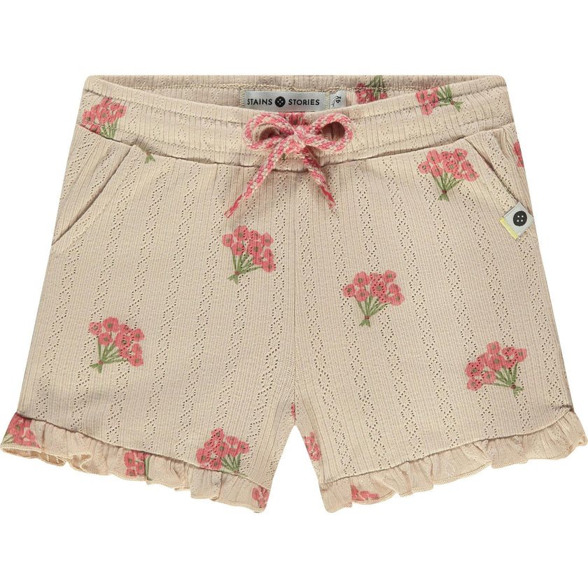 Floral Print Pointelle Shorts