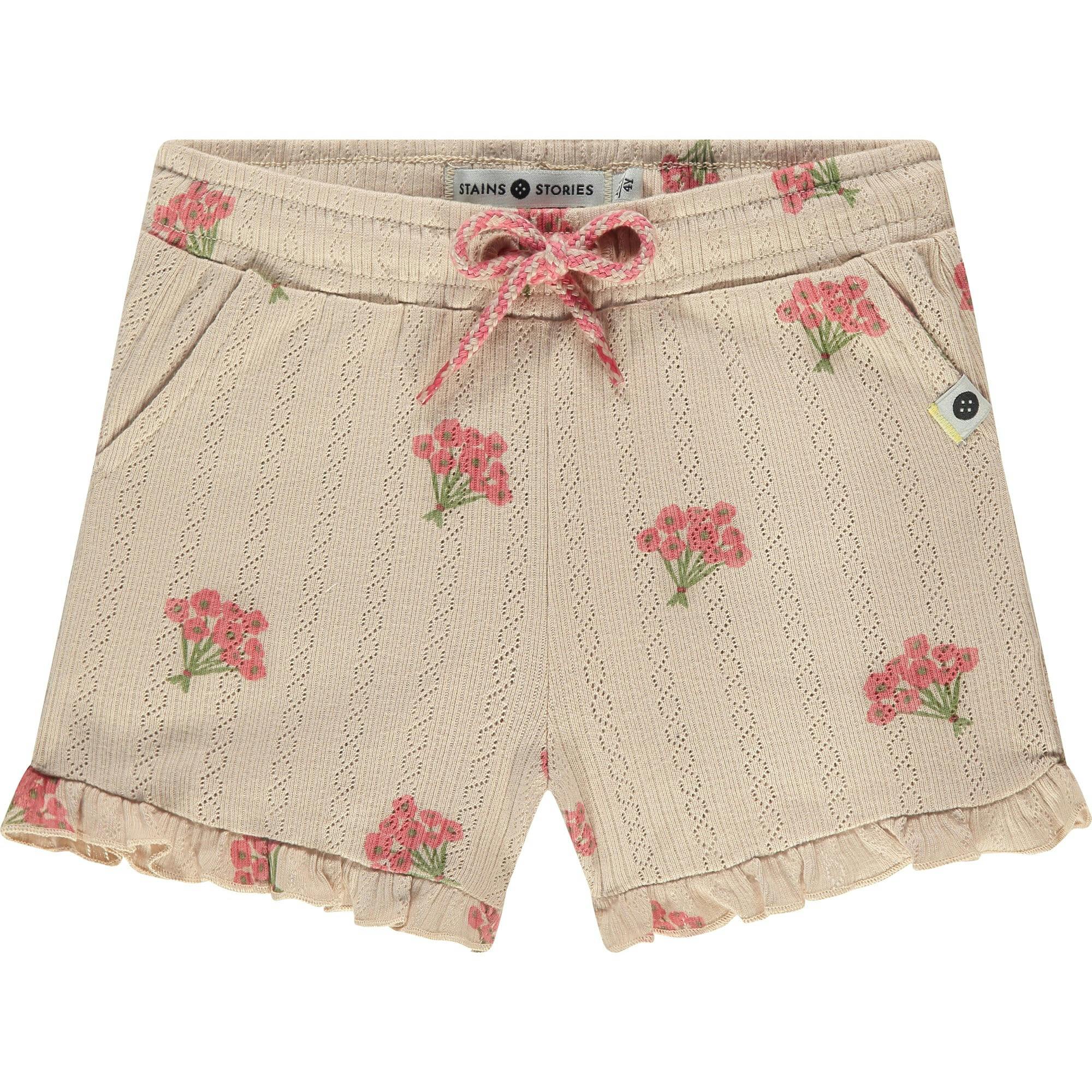 Floral Print Pointelle Shorts