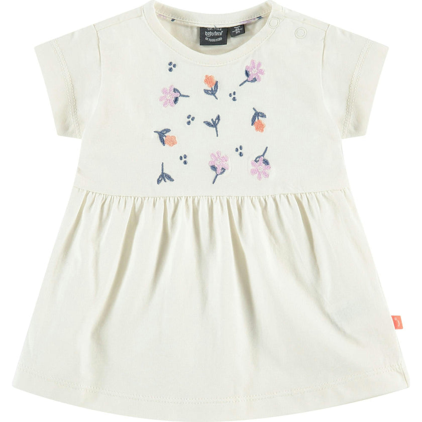 Short Sleeve Dress with Embroidered Flowers
