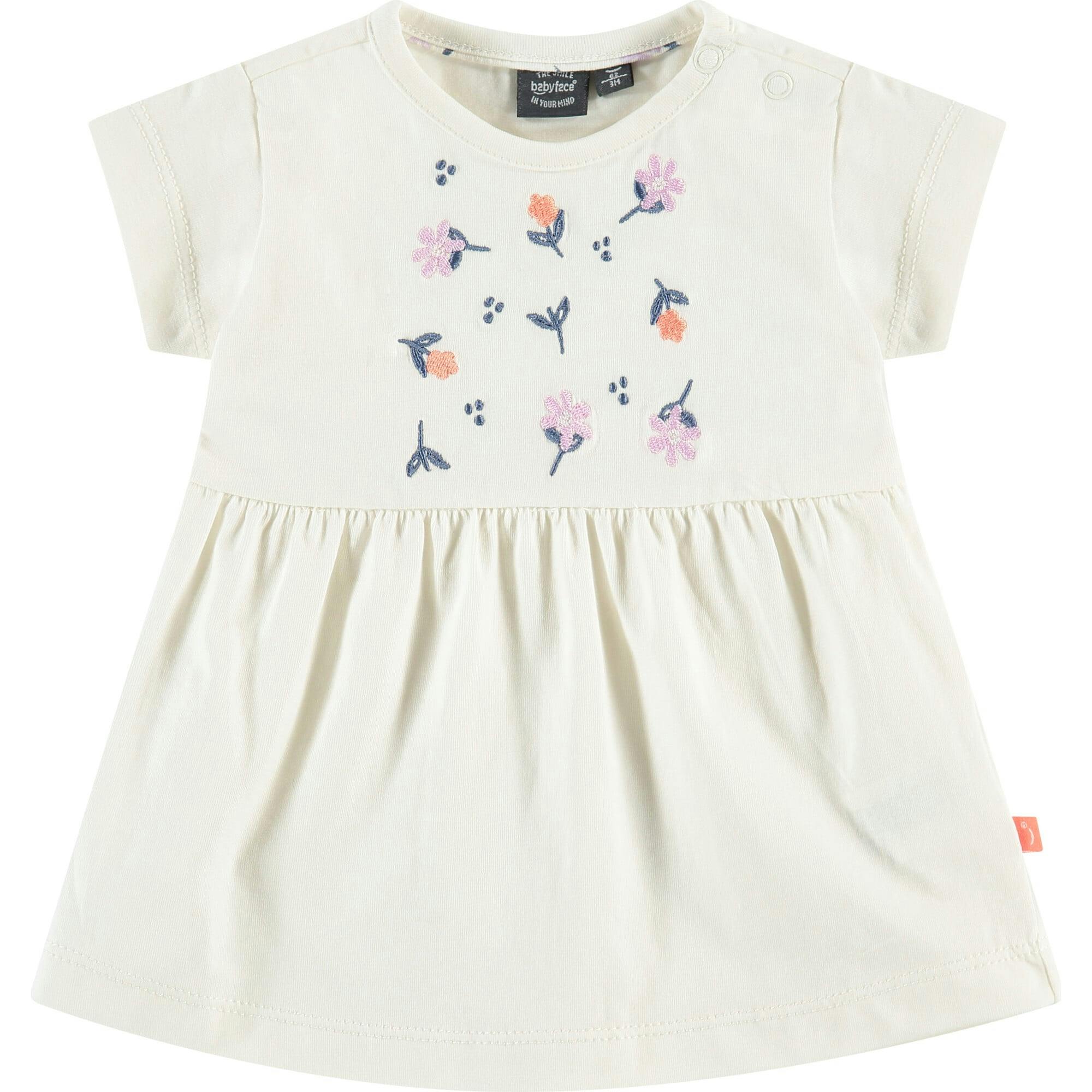 Short Sleeve Dress with Embroidered Flowers
