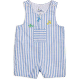 Stripe Linen-Look Shortall With Airplanes