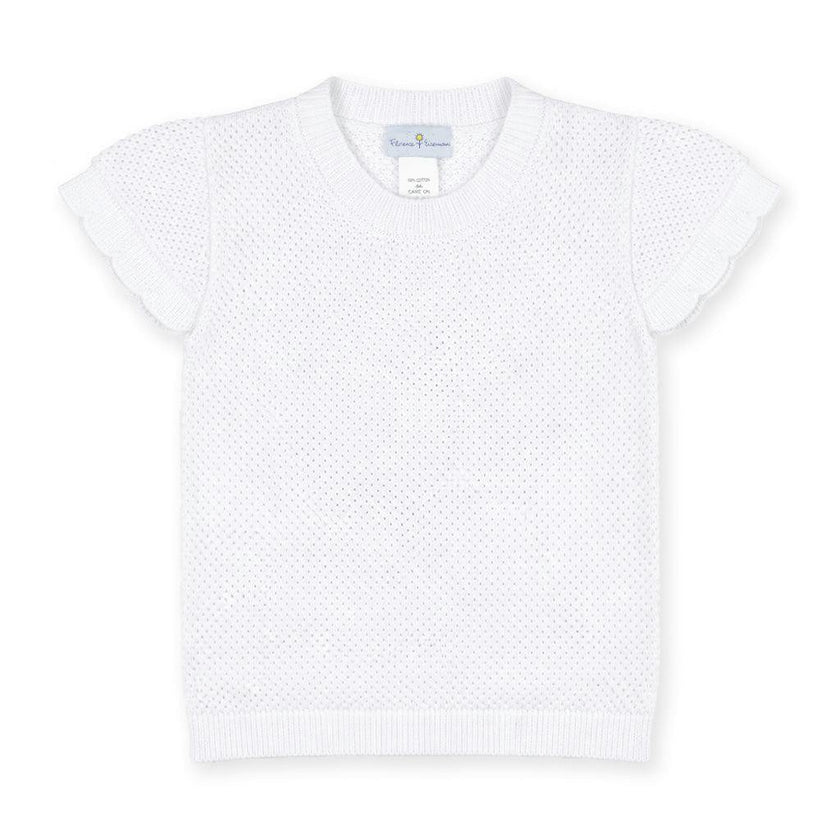 Short Sleeve Sweater with Scallop Edges