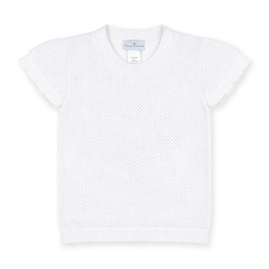 Short Sleeve Sweater with Scallop Edges