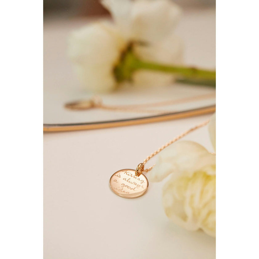 Personalized Signature Disc Necklace 18k Rose Gold Plated