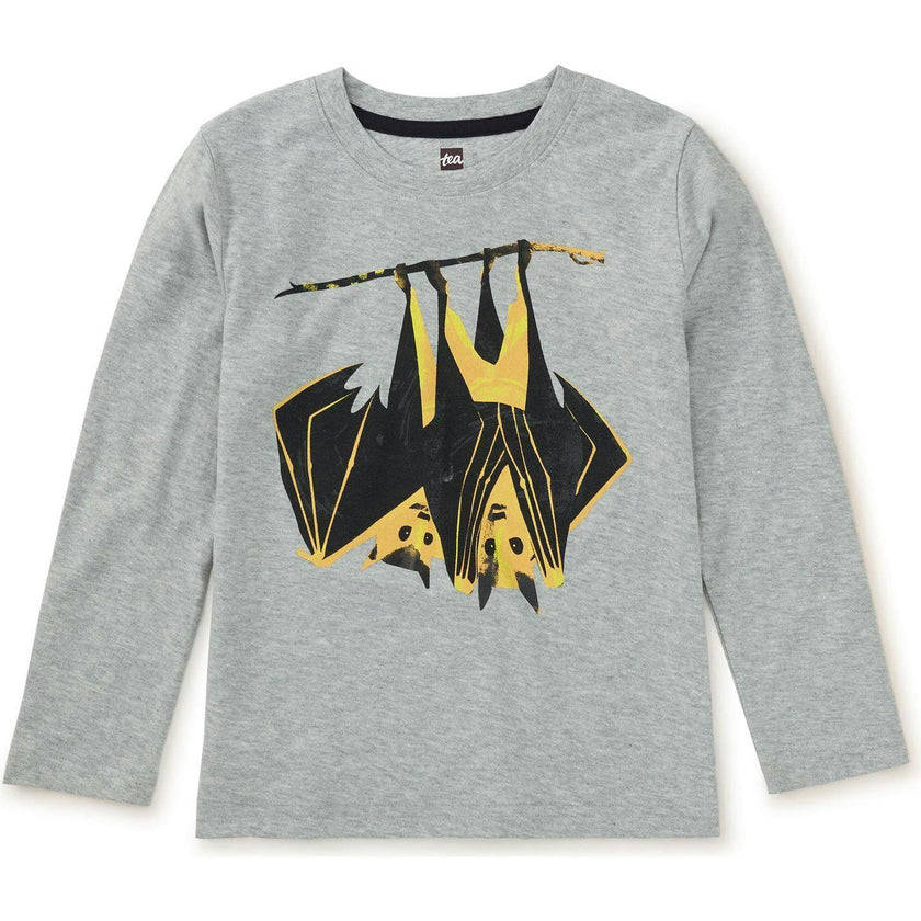 Hangin' Bats Graphic Print Long Sleeve T-Shirt, Grey