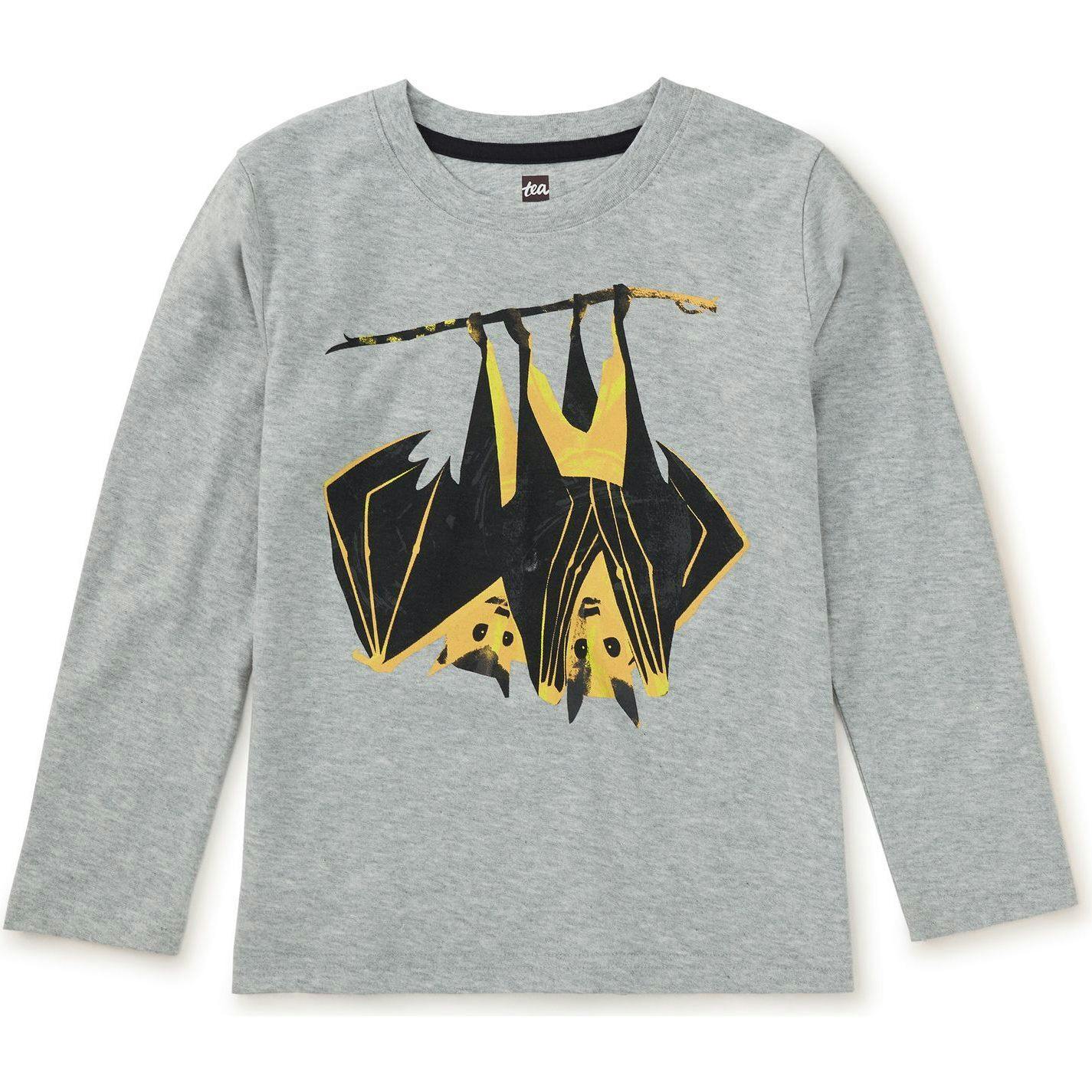Hangin' Bats Graphic Print Long Sleeve T-Shirt, Grey