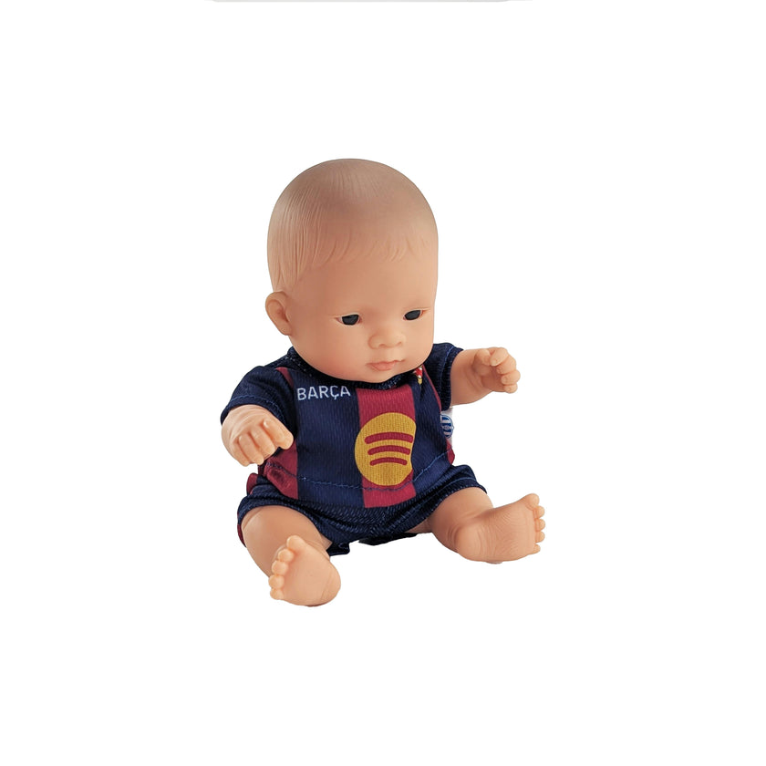 Miniland 8 1/4" Baby Boy Girl with Barcelona Soccer Jersey