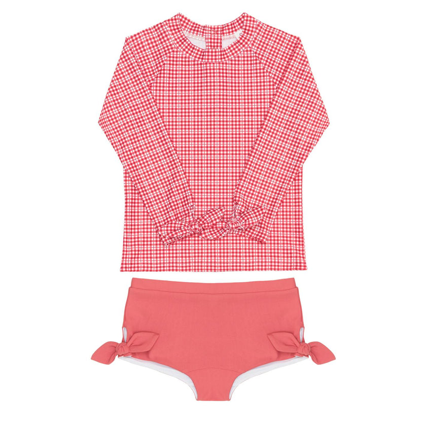 Girls Poppy Gingham Tie-Knot Rashguard Set