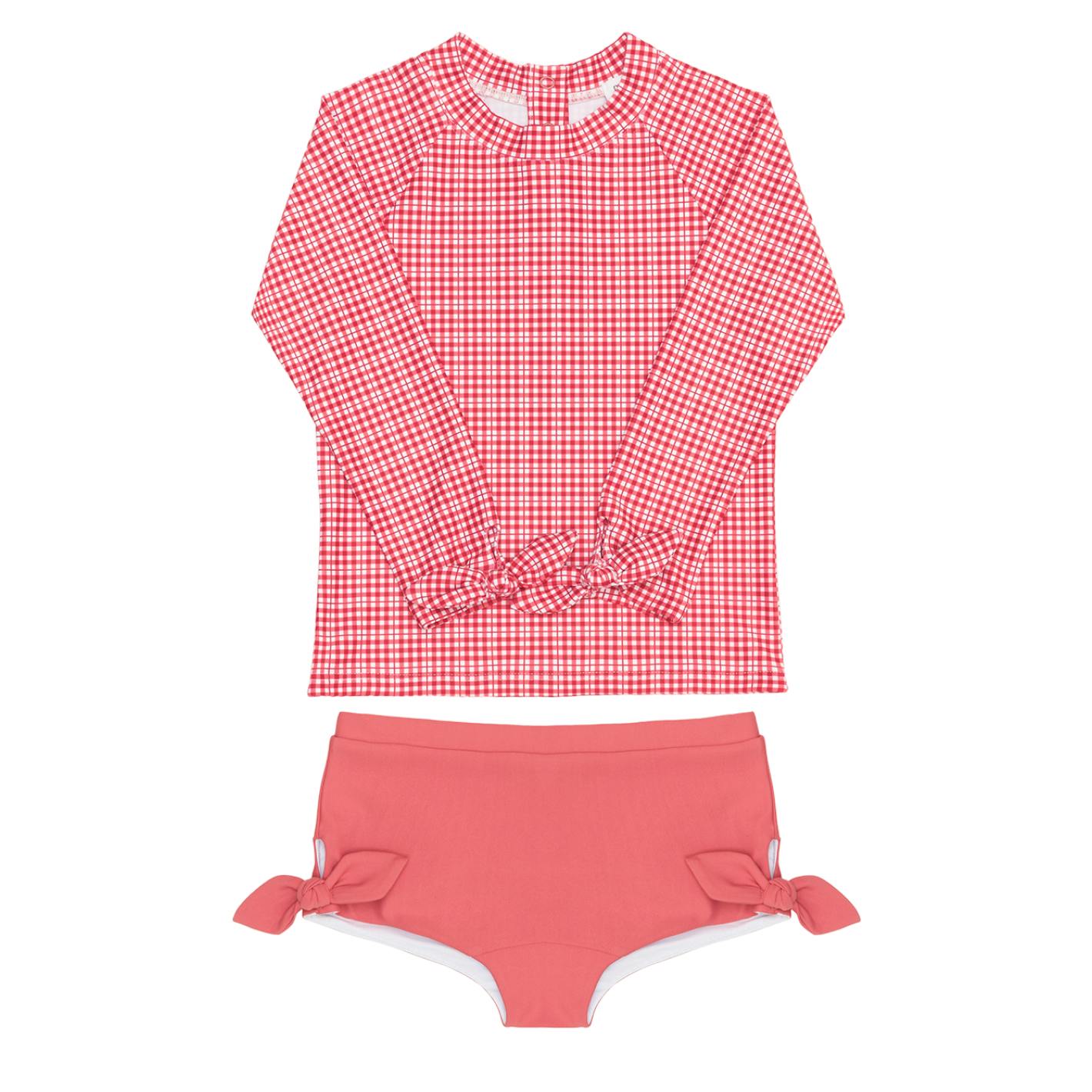 Girls Poppy Gingham Tie-Knot Rashguard Set