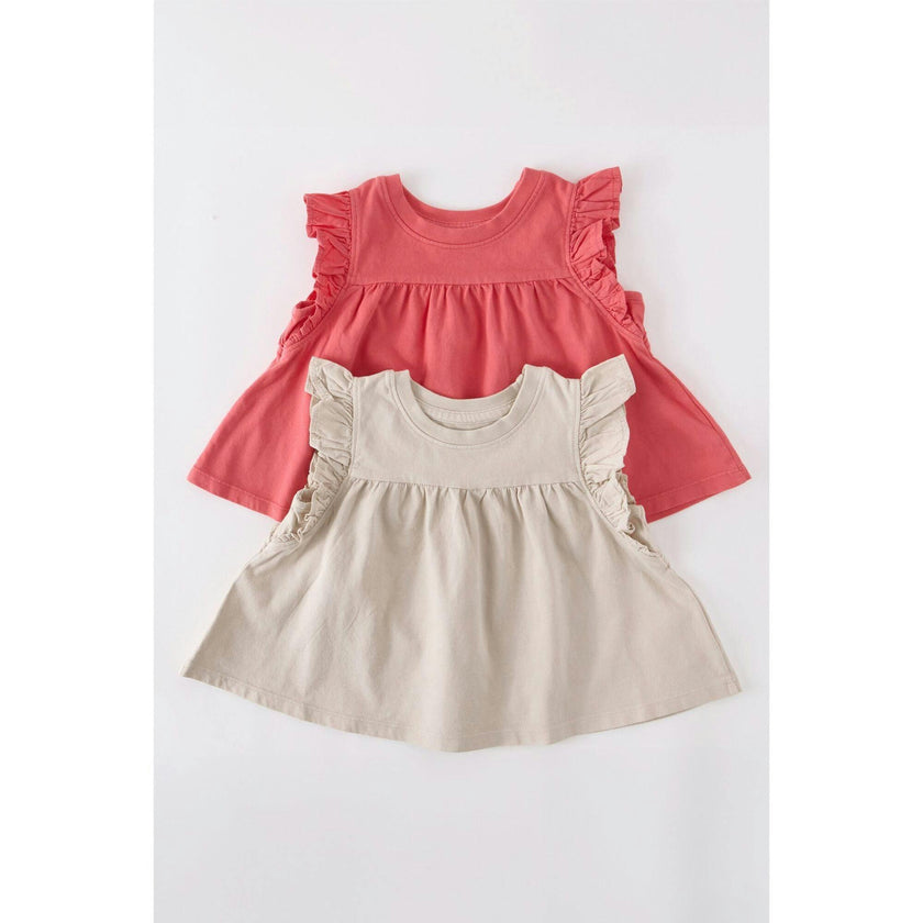 Garment Dye Ruffle T-Shirt, Red