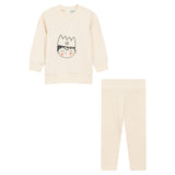 Crown Print Ribbed Elastic Waist Top and Leggings Two Piece Set
