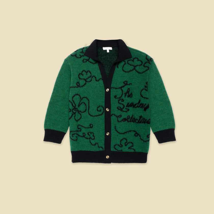 Collared Classroom Cardigan with Intarsia