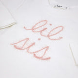 "lil sis" Pink Sparkle Embroidered Two Piece Set