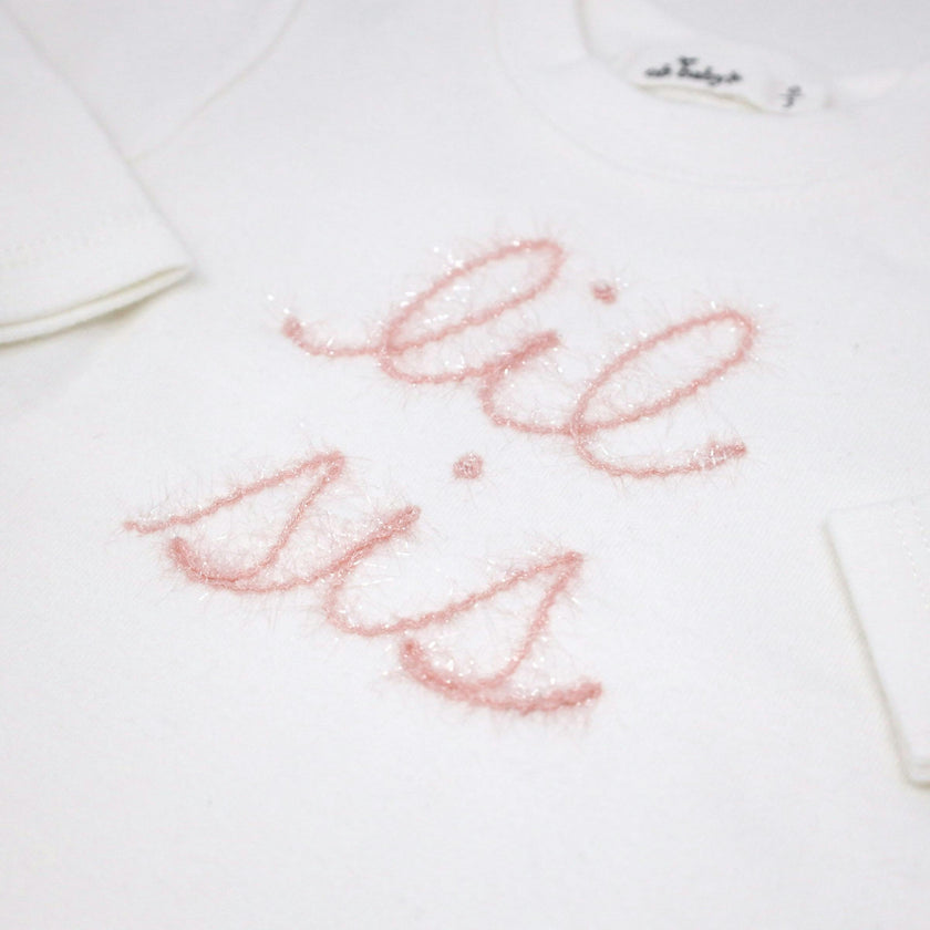 "lil sis" Pink Sparkle Embroidered Two Piece Set