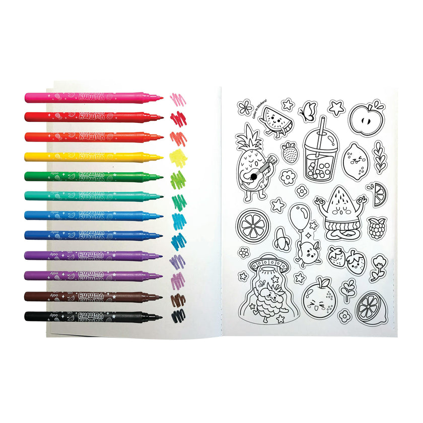 Yummy Yummy Scented Coloring Kit - Markers Stickers Coloring Book