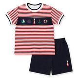 Knit Short Set With Nautical Appliqué