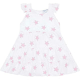 Pink Stars Print Ruffle Dress