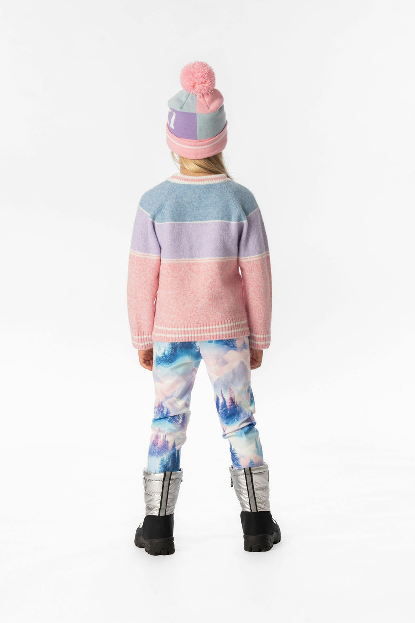 Sweater With Ski Jacquard Light Blue And Light Pink
