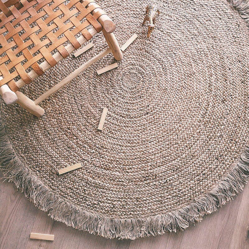Terra Hand-Braided Jute Fringed Large Round Rug
