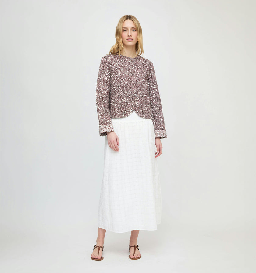 The Cropped Rowan Jacket - Chocolate Ditsy Thistle
