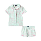 Girls Pink Buttondown Pajama Set |Striped Hearts
