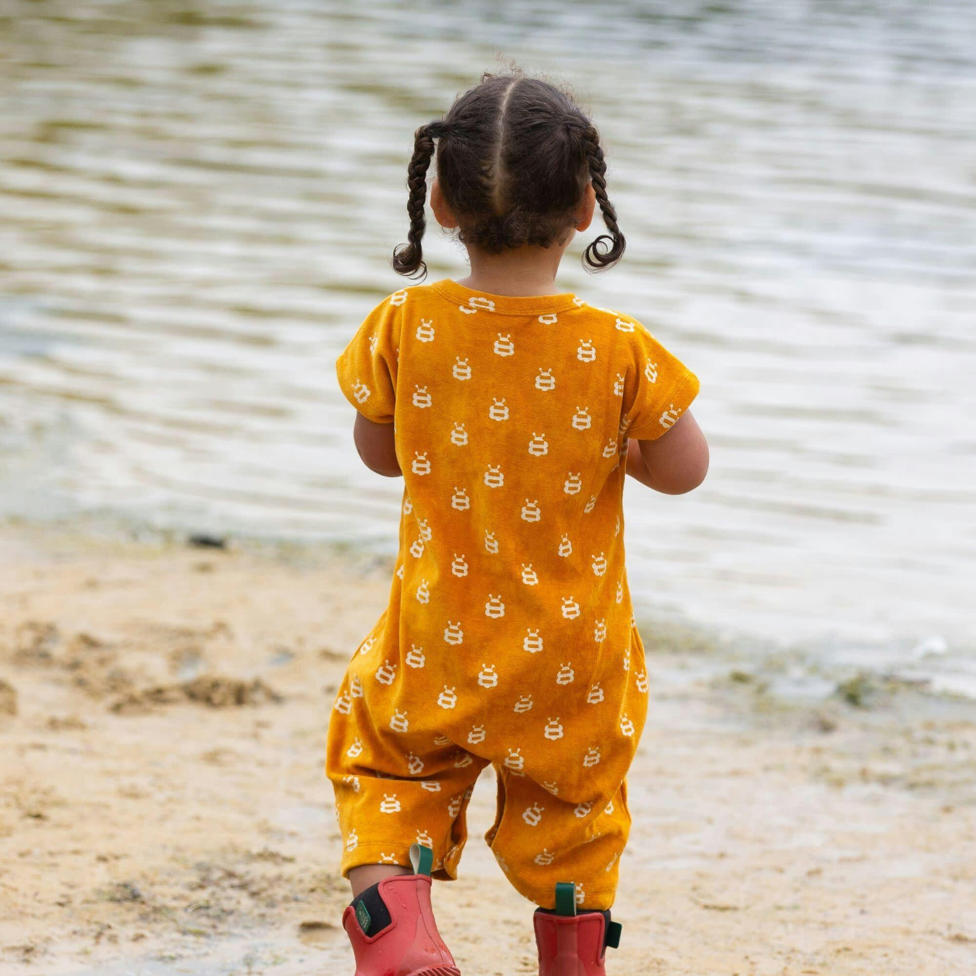 Bees Organic Towelling Romper, Gold