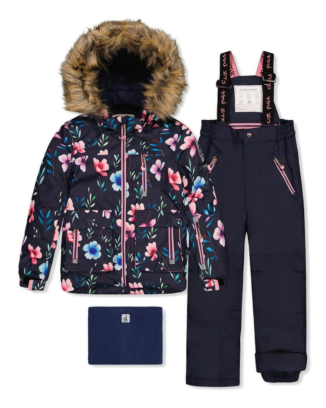 Two Piece Play Snowsuit Blue Floral Print