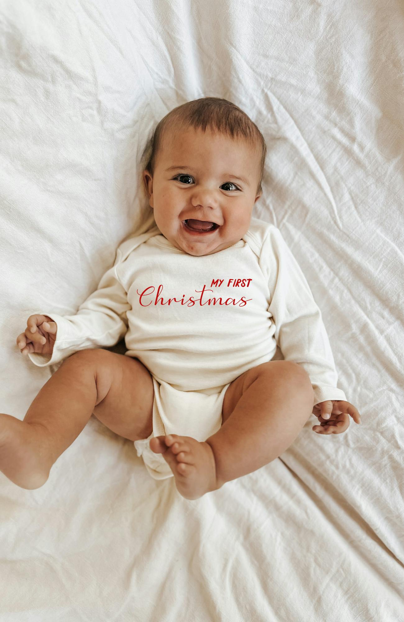 My First Christmas Organic Baby Bodysuit Long Sleeve
