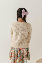 Girls Textured Sweater Cardigan in Textured Cream