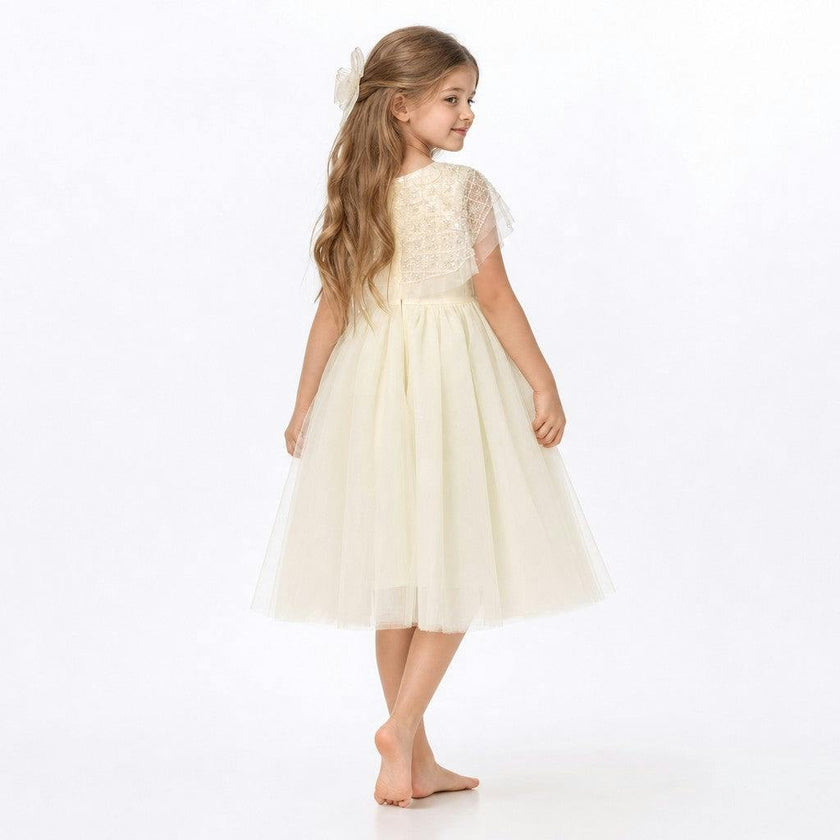 Buttercream Belle Pearl Capelet Flower Girl Dress