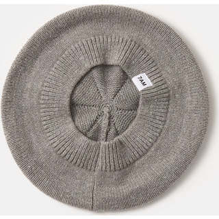 Chunky Ribbed Cotton Knit Elastic Fit Beret, Grey